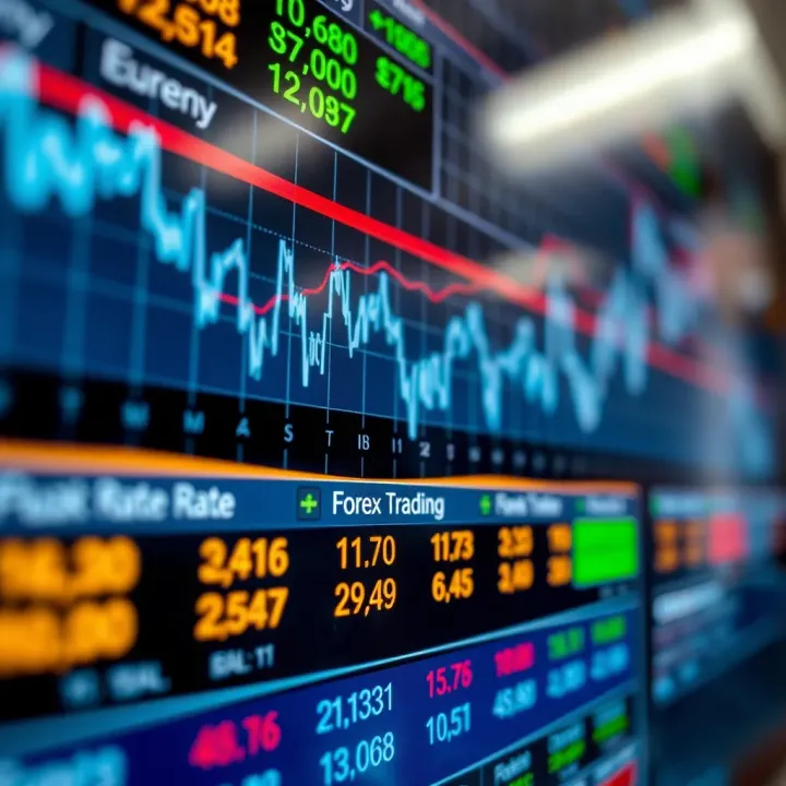 Currency Exchange Rate Trends in Forex Trading Graph displaying currency exchange rate fluctuations depicting forex market activity