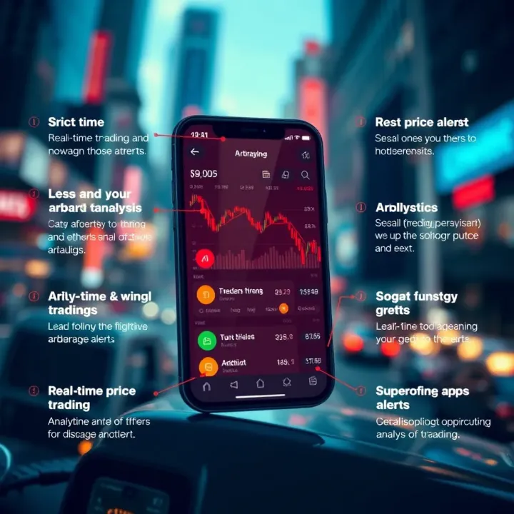 Representation of app features highlighting real-time price alerts and analytics for effective arbitrage trading