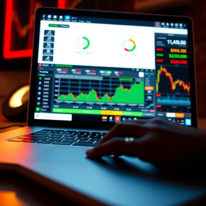 Illustration of a laptop with forex trading platform interface showing buy and sell options