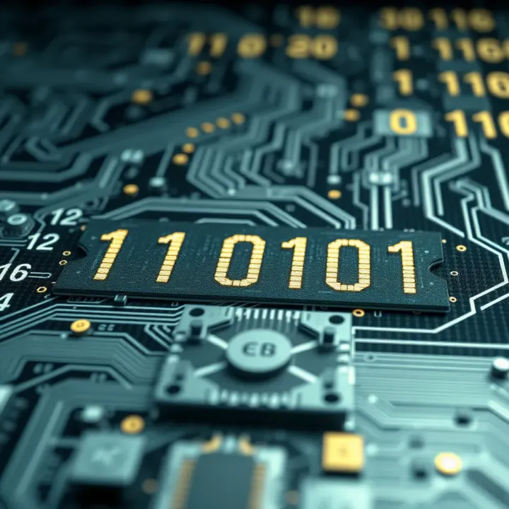 Binary Code as the Foundation of Digital Technology Conceptual graphic showing binary code powering modern technology devices and digital circuits