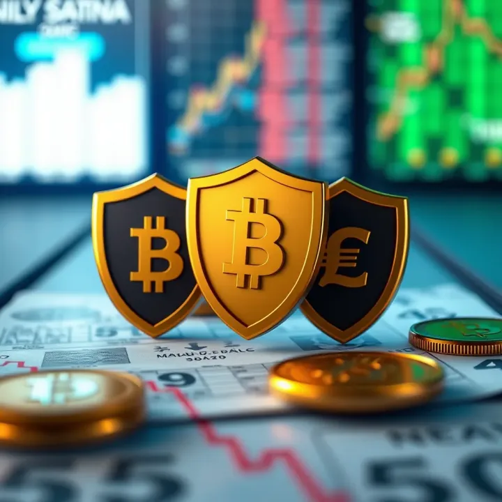 Graphic depicting security shields and regulatory documents next to digital currency symbols relevant to Nigeria's financial landscape