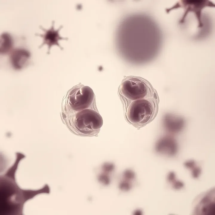 Microscopic view of bacteria undergoing cell division by binary fission