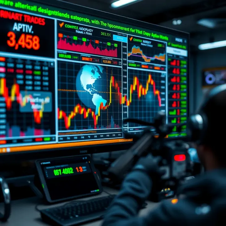 Software Algorithms Driving Binary Option Decisions Digital representation of software algorithms analyzing market trends for binary option trades