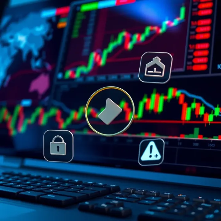 Risks and Rewards in Binary Options Trading Visual representation of risks and rewards in financial trading with icons and graphs