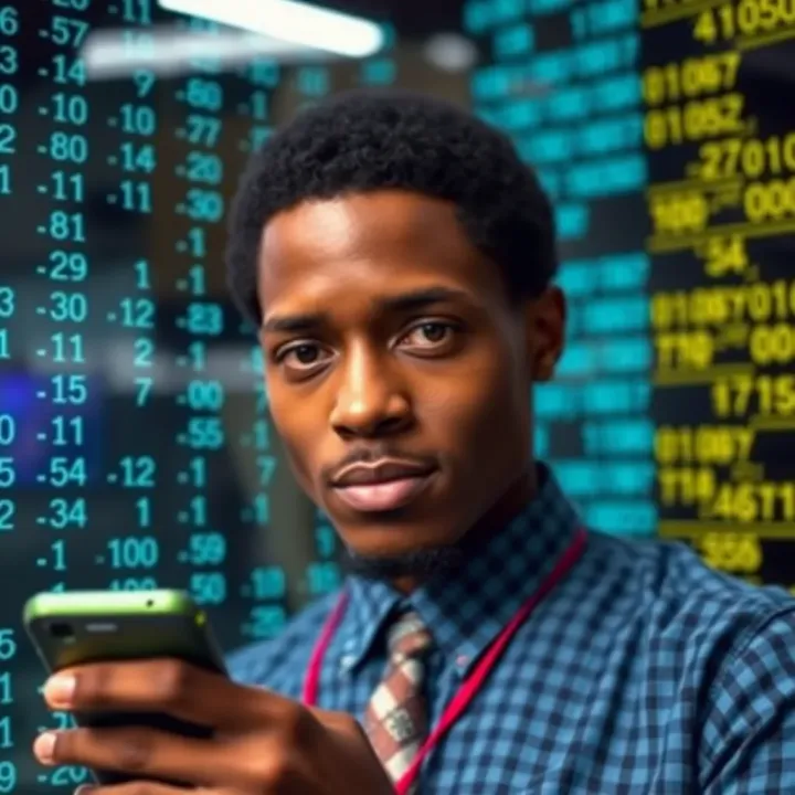Graphic showing practical applications of binary system in digital devices used in Nigerian technology