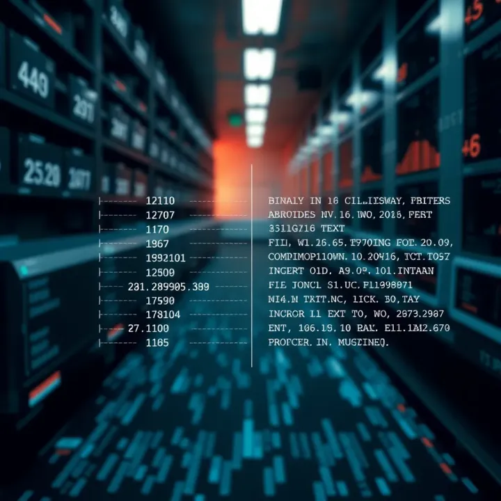Visual representation comparing binary file data encoding with text file encoding