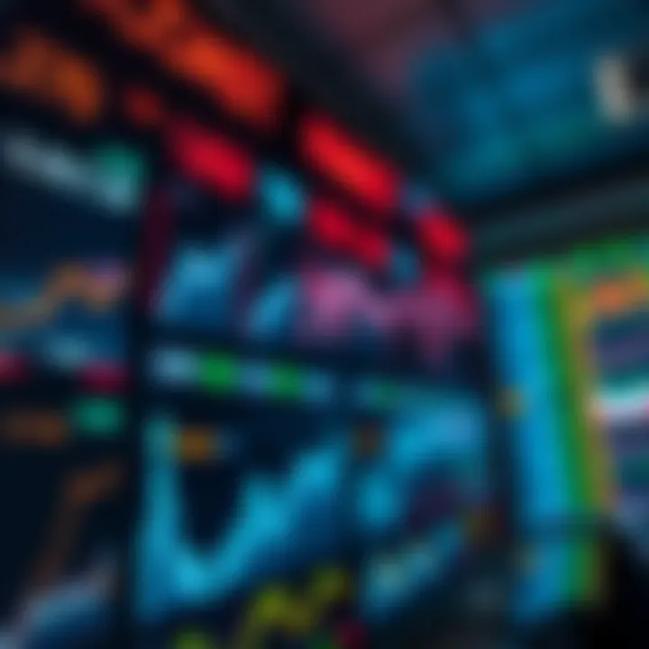 Global currency exchange rates displayed on digital screens with upward trend graphs