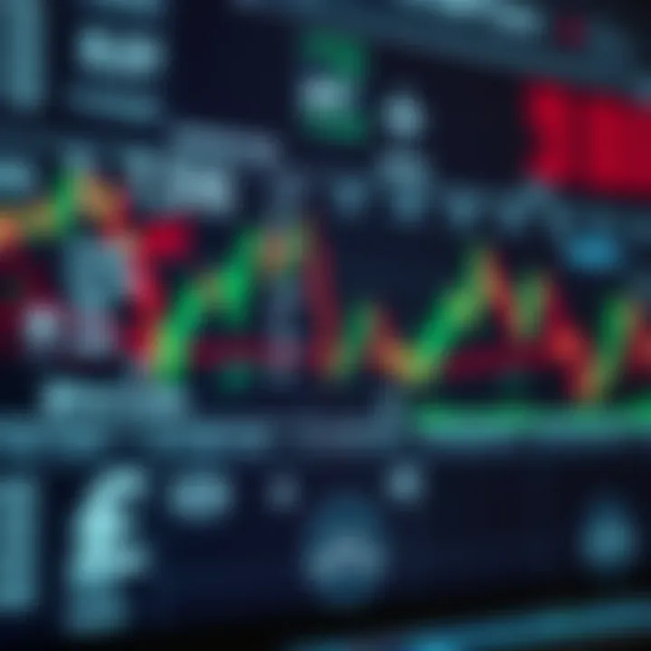 Graphic depicting automated trading with currency symbols and algorithmic data flow