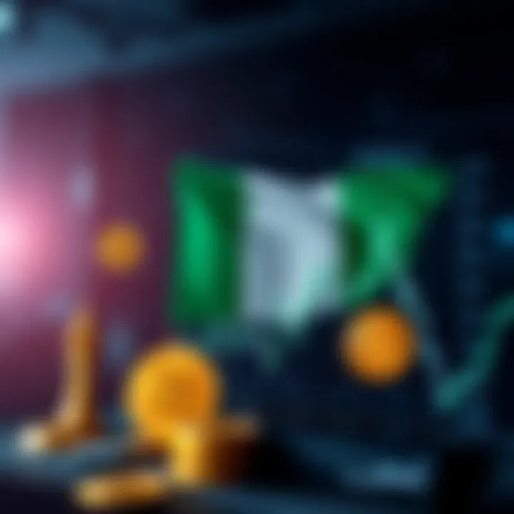 Graph showing cryptocurrency market trends with Nigerian flag and regulatory icons