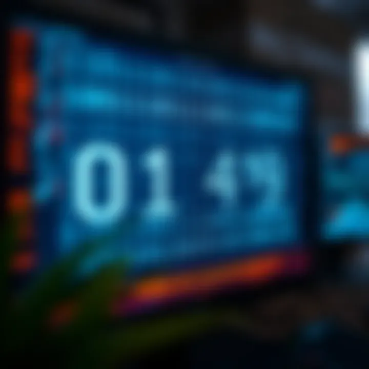 Binary representation displayed on a computer screen highlighting the use of base two numbers