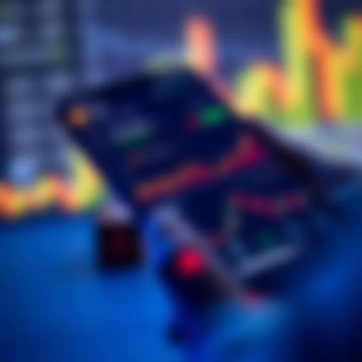 Mobile phone displaying a dashboard of cryptocurrency prices and trading options in a sleek app interface