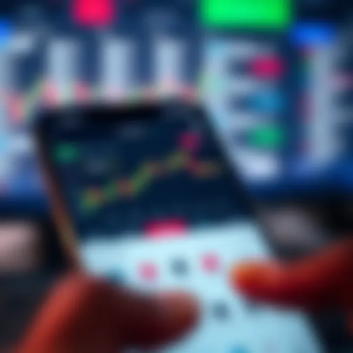 Illustration of a mobile phone displaying trading statistics and graphs relevant to Nigerian market conditions