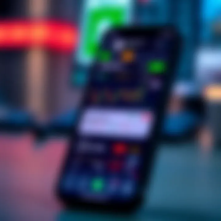 Mobile phone screen displaying a user-friendly cryptocurrency trading app interface with charts and market data