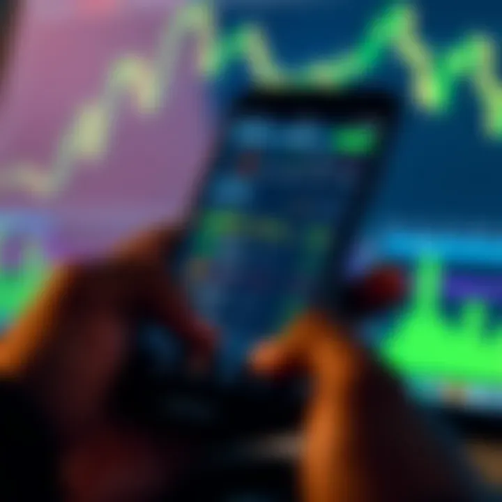 User interface displaying various cryptocurrency prices and trading options on a smartphone