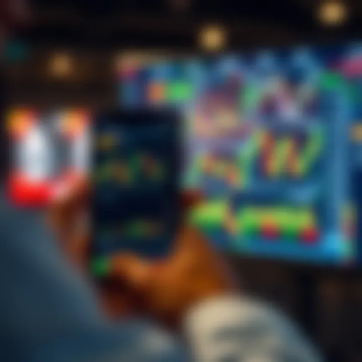 User interacting with a mobile trading app displaying stock market charts and trading options