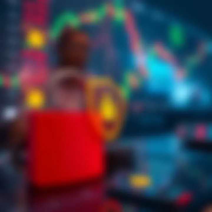 Safe and secure trading environment with digital shield icons ensuring protection of investors' funds