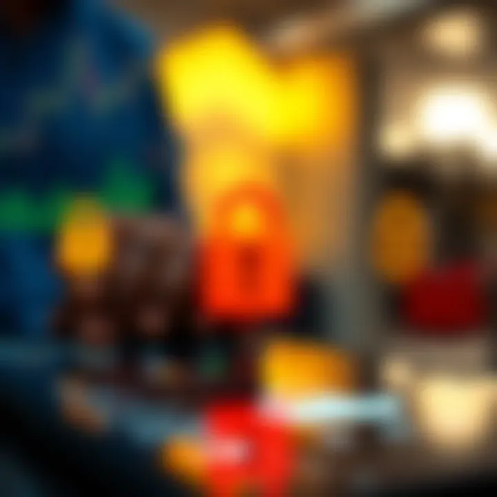 Secure mobile trading platform with encryption and authentication icons highlighting investor protection