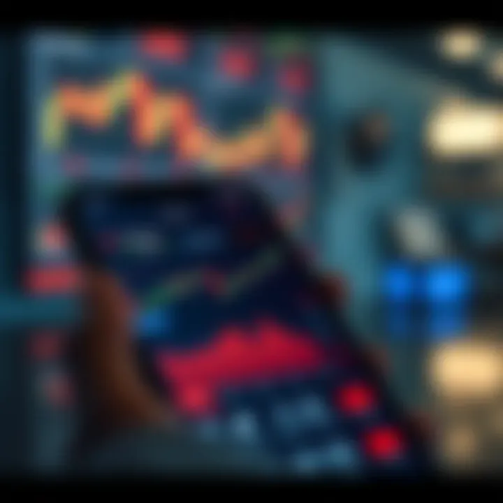 Smartphone displaying various trading graphs and financial data for Nigerian market