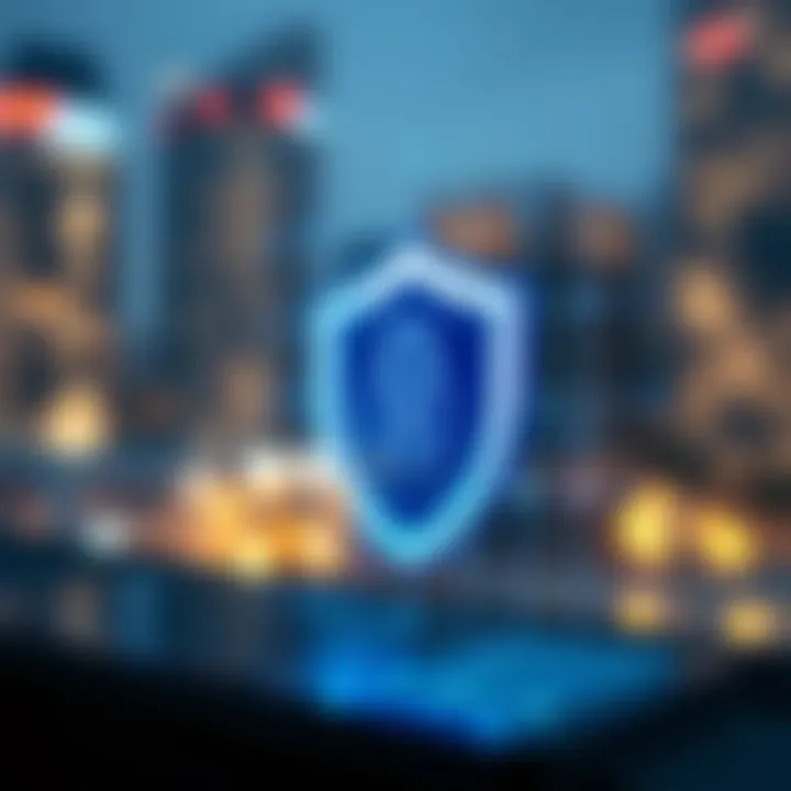 Secure digital shield symbolizing safety and protection in online trading applications