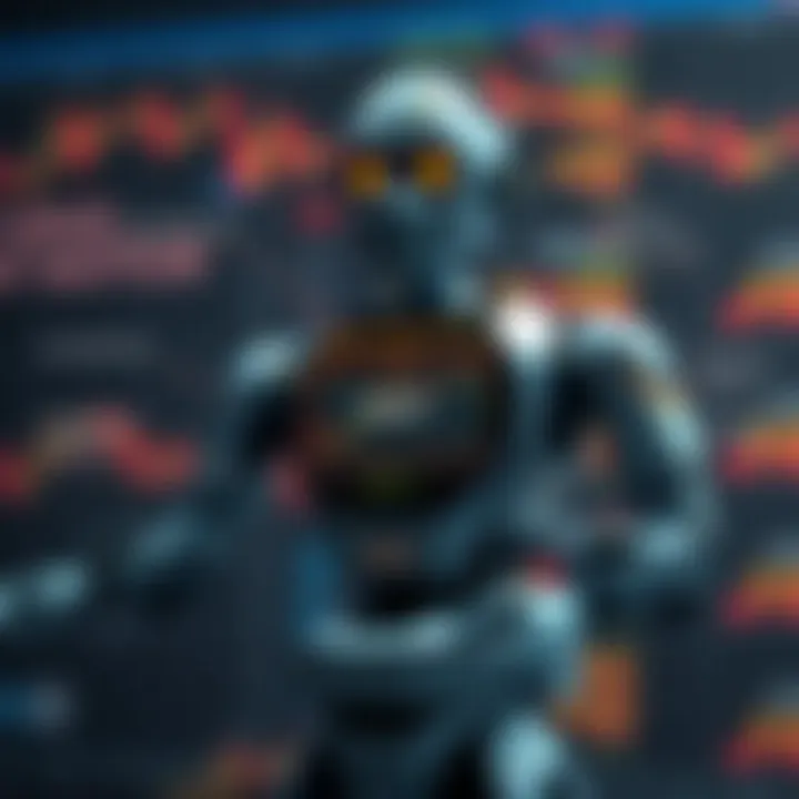 Diagram showing the components of a forex trading robot including algorithm, market data input, and trade execution