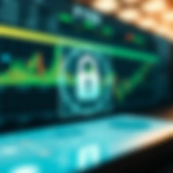 Secure online transaction with digital lock symbol on smartphone screen