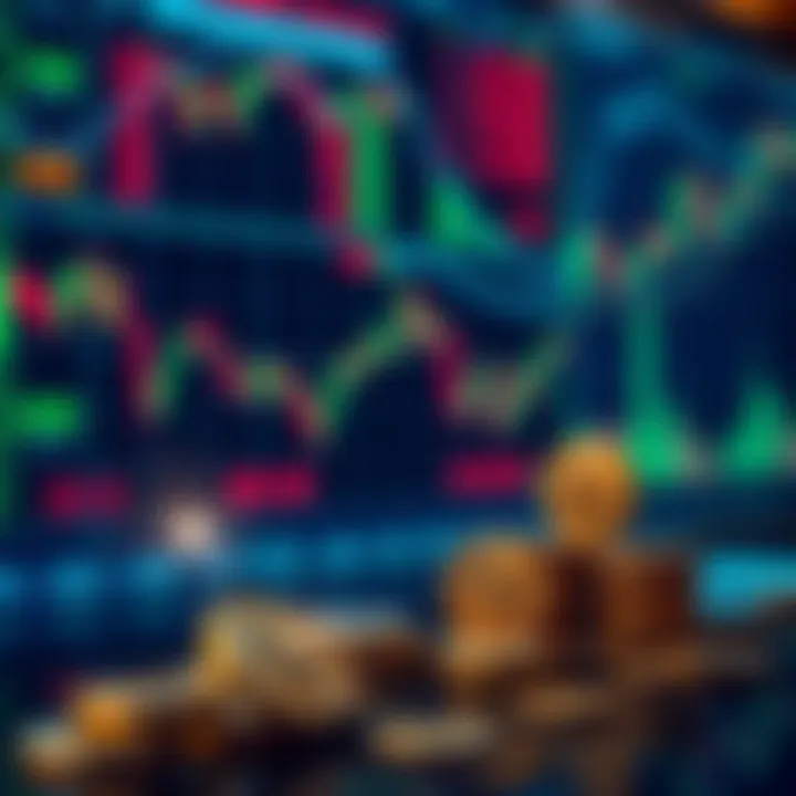 Conceptual illustration of balancing risk and reward in forex trading with charts and money symbols