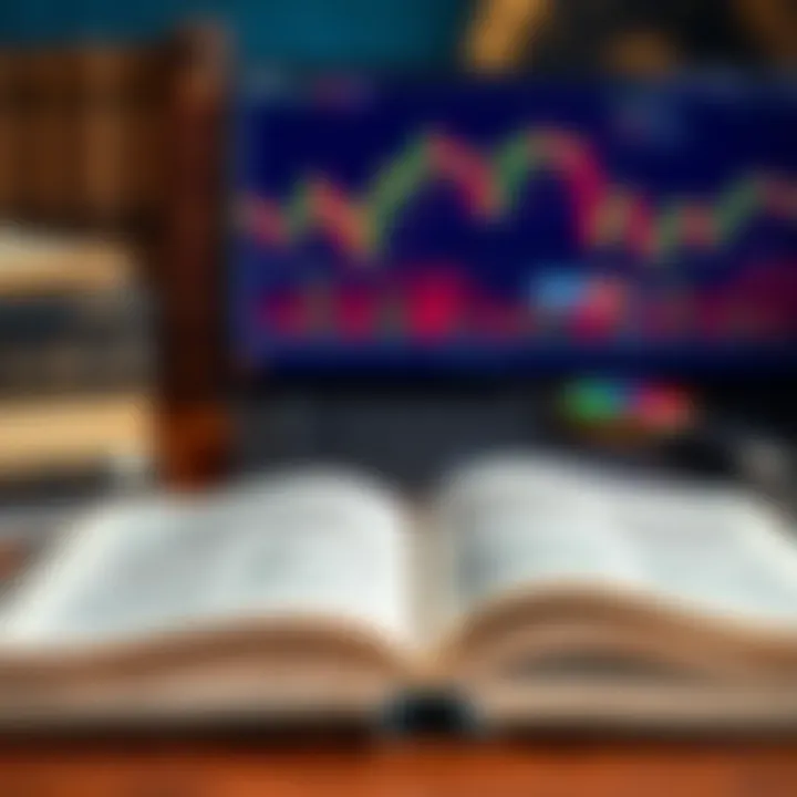 Open book displaying financial charts and forex trading concepts
