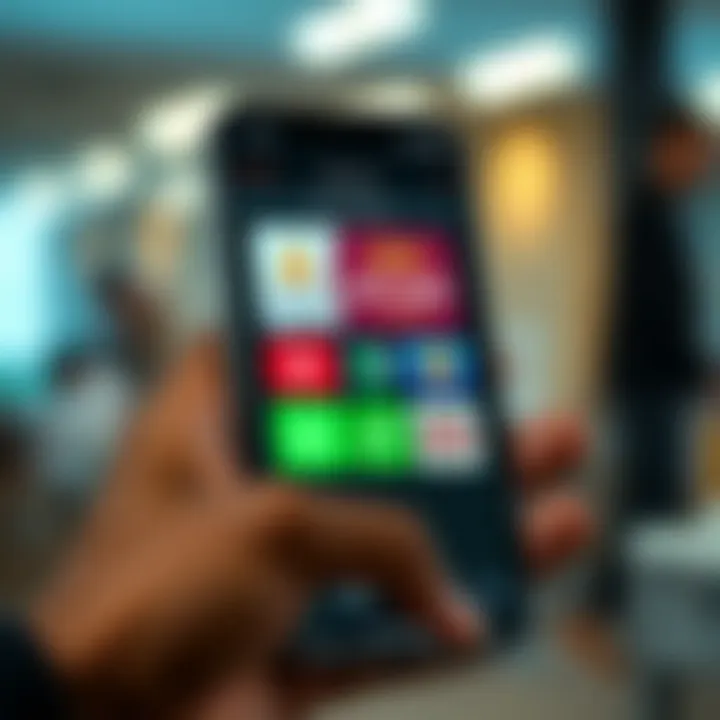 Smartphone displaying various gift card trading app interfaces with secure transaction icons