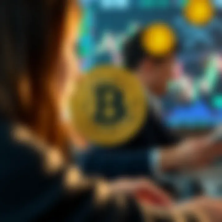 Visual representation of binary code integrated with Bitcoin symbols illustrating digital identity in cryptocurrency trading