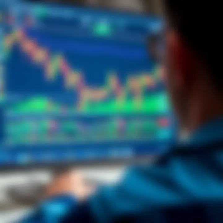 Illustration of a forex trading platform interface showing charts and indicators on a computer screen