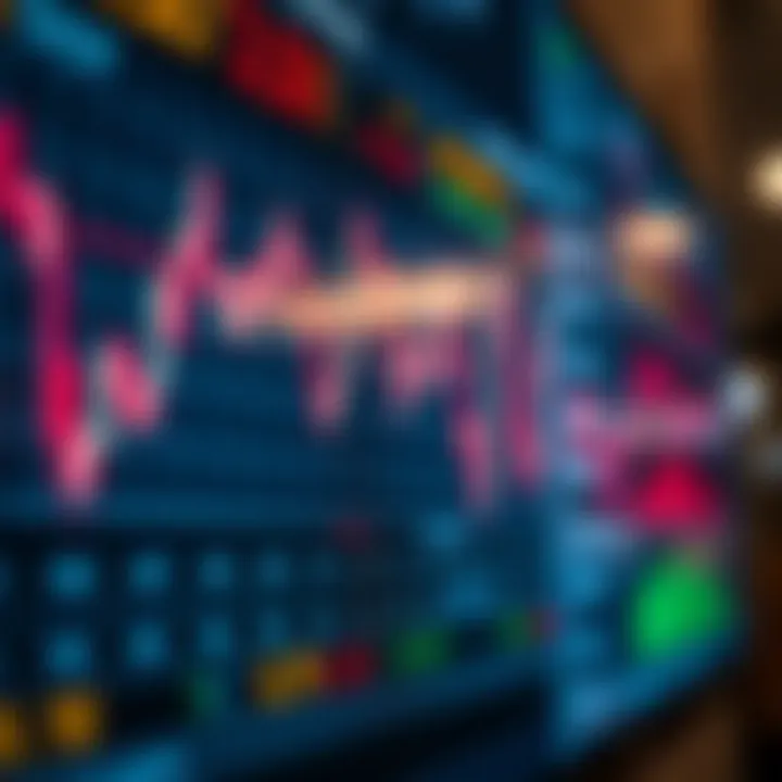Graph showing forex market trends and currency exchange rates on a digital screen