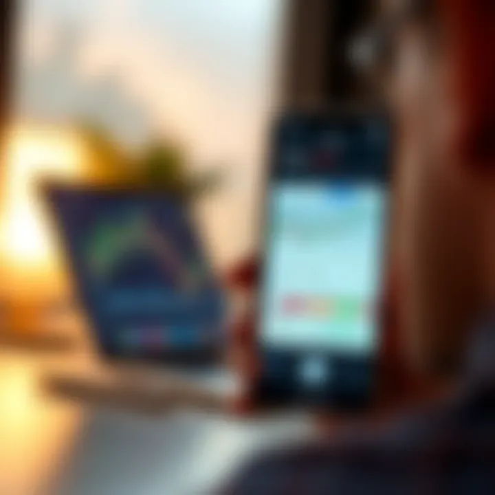 Mobile device displaying a forex trading app interface with charts and currency pairs relevant to South African traders