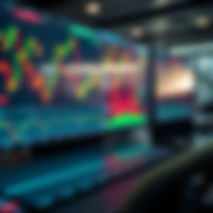 Digital screen displaying modern forex trading charts and currency pairs