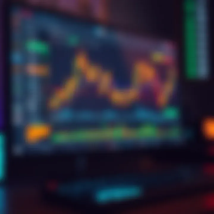 Illustration of a computer screen showing forex trading platform with charts and indicators