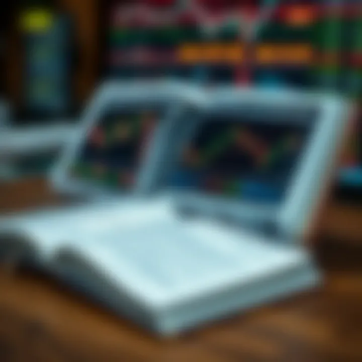 Open book displaying forex charts and notes highlighting key trading techniques