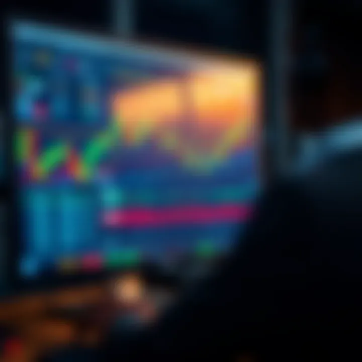 Computer screen showing forex trading platform with graphs and risk management tools
