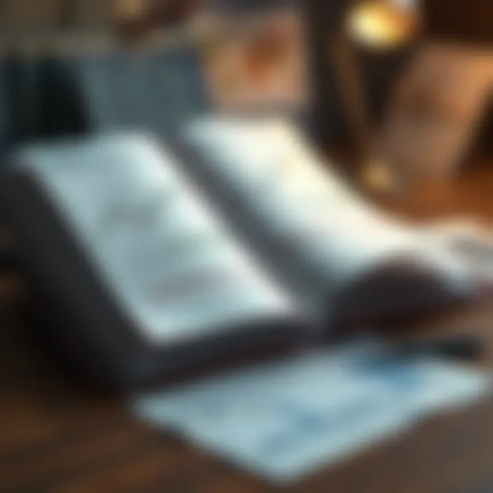 Open forex trading book with charts and notes on a wooden desk