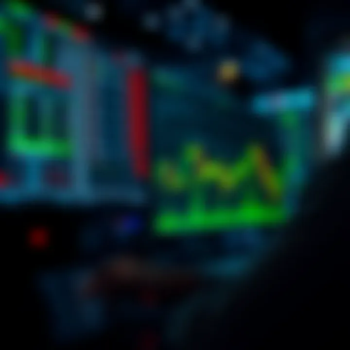 Diagram illustrating automated forex trading with digital algorithms analyzing market trends