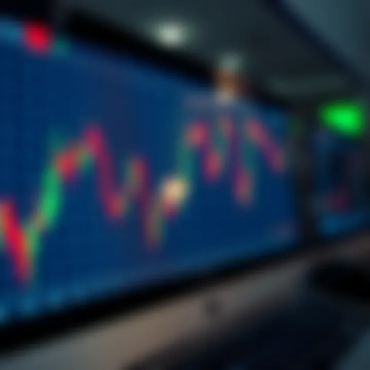 Graph showing currency pairs fluctuations on a digital forex trading platform