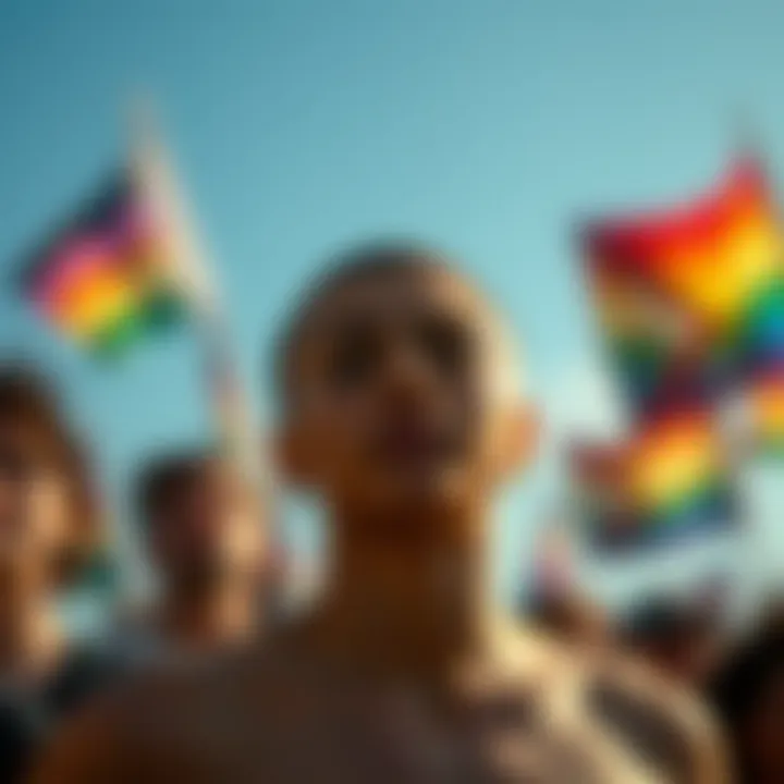 Abstract representation of societal acceptance with symbols of inclusion and unity