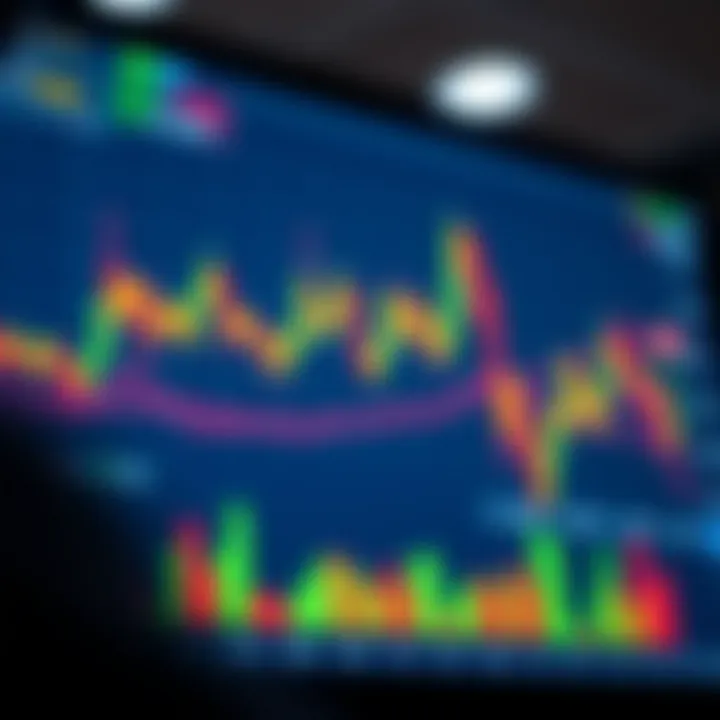 Chart displaying cryptocurrency market trends on a digital screen