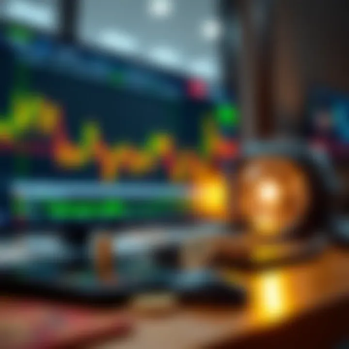 Conceptual graphic of risk-free forex trading environment with virtual currency and strategy icons