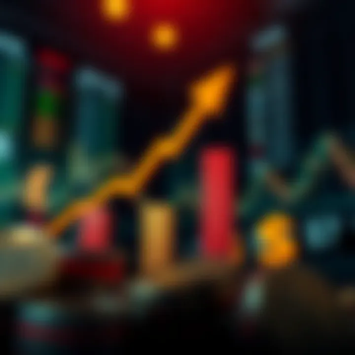 Conceptual illustration of financial growth with currency symbols and upward arrows