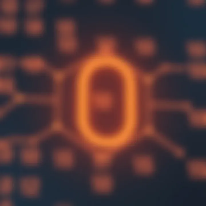 Diagram illustrating the binary number system with zeroes and ones connected by lines