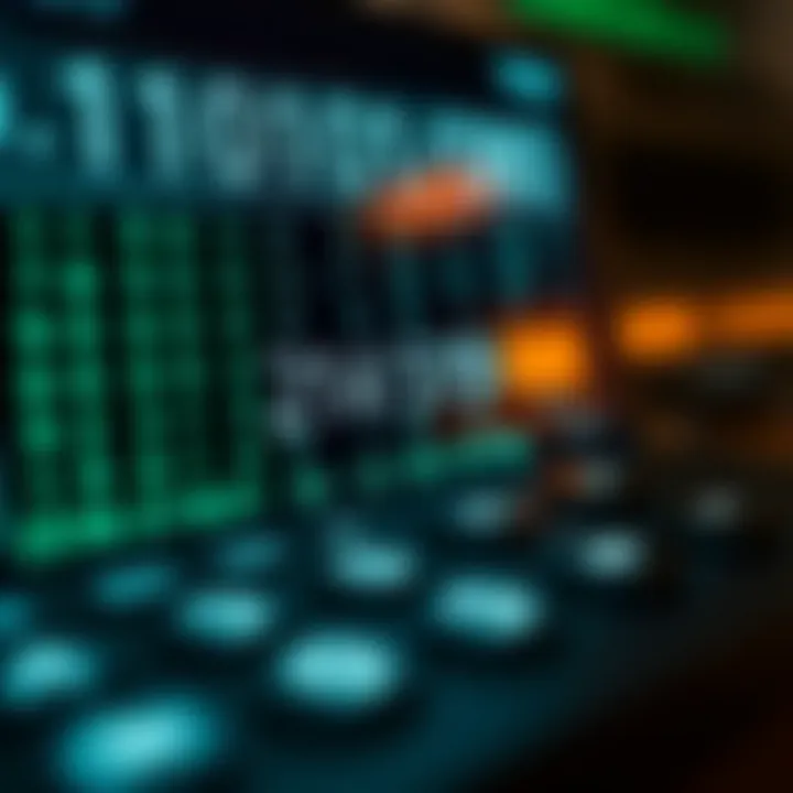 Visualization of a digital calculator interface performing binary arithmetic calculations