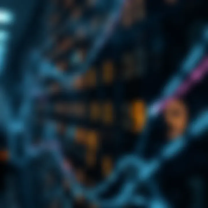 Illustration of a series of binary digits representing digital data flow