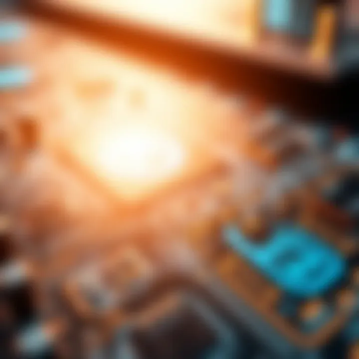 Visualization of binary converters in digital circuits highlighting data flow in computing devices