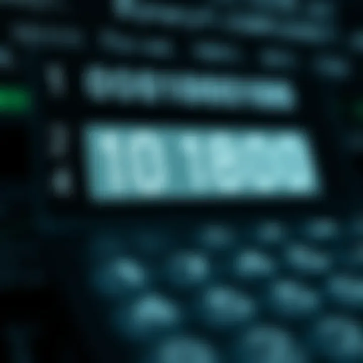 Digital interface of a binary multiplication calculator displaying multiplication of two binary numbers