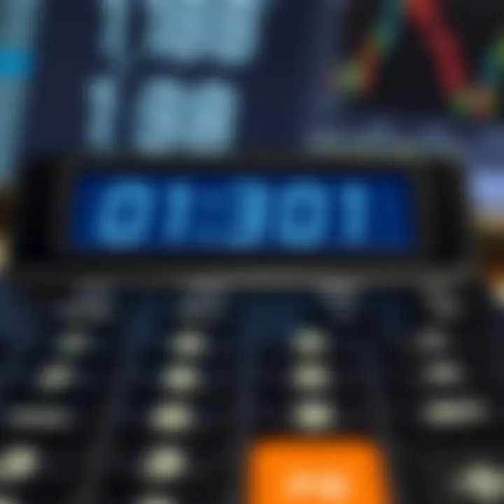 Diagram showing binary digits and their place values in a digital calculator display