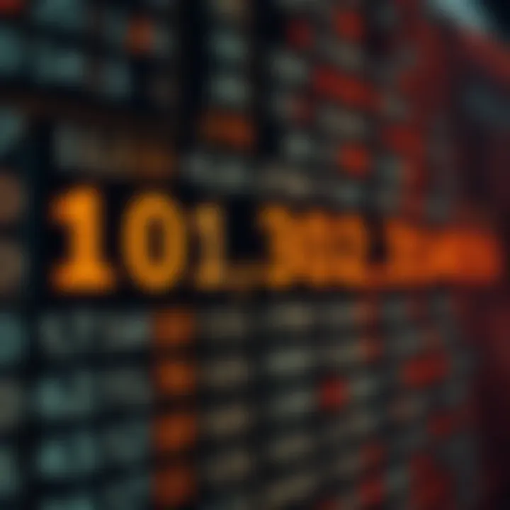 Illustration showing conversion between binary and decimal numbers